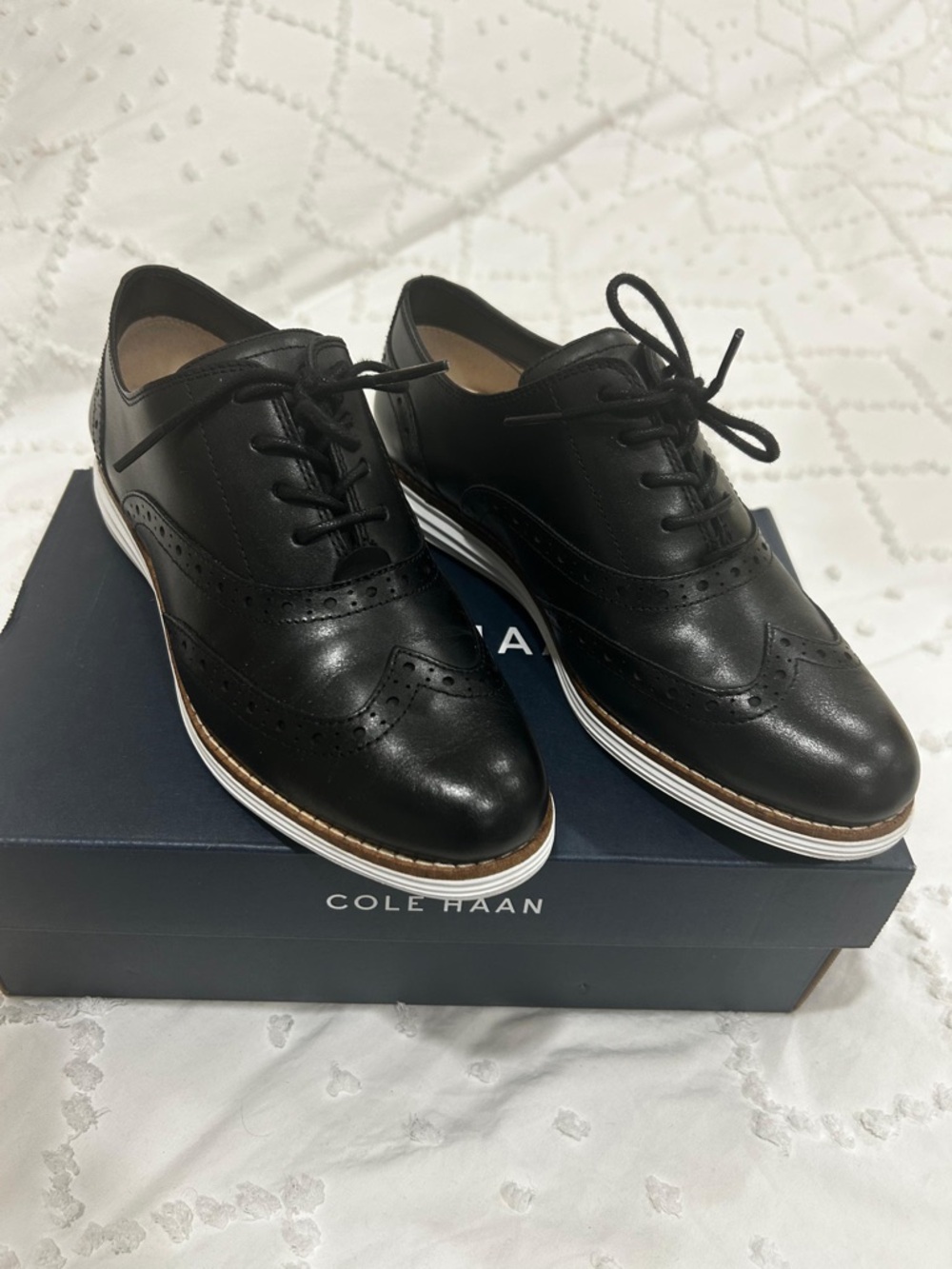 Cole Haan Black Leather Wingtip Derby Sneakers